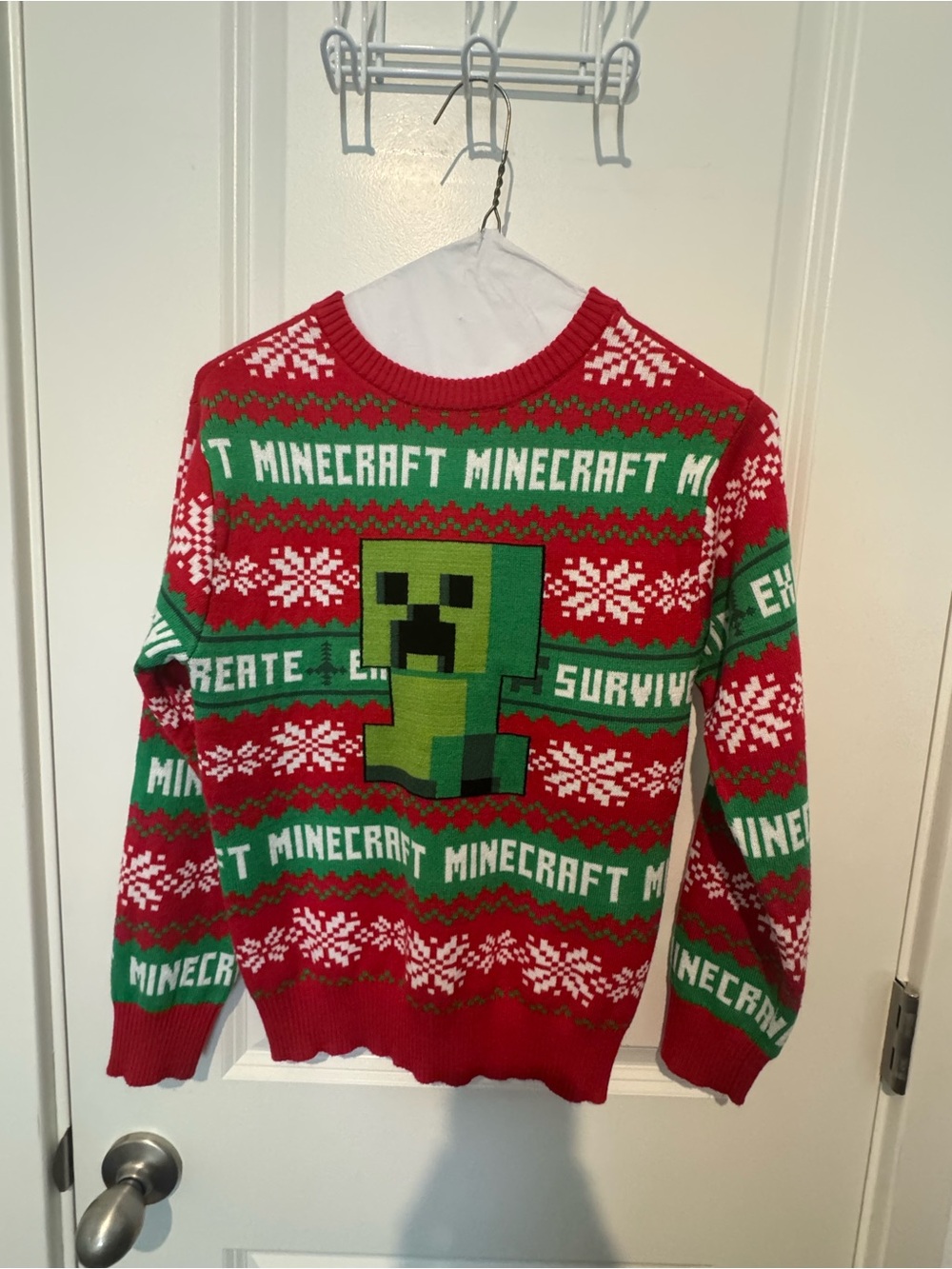 Minecraft Red & Green Creeper Holiday Sweater - Official